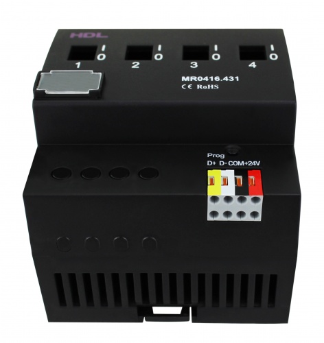 DIN реле, 4-канальное, 16A на канал, HDL-MR0416.431 (Устройства исполнительные HDL), Китай